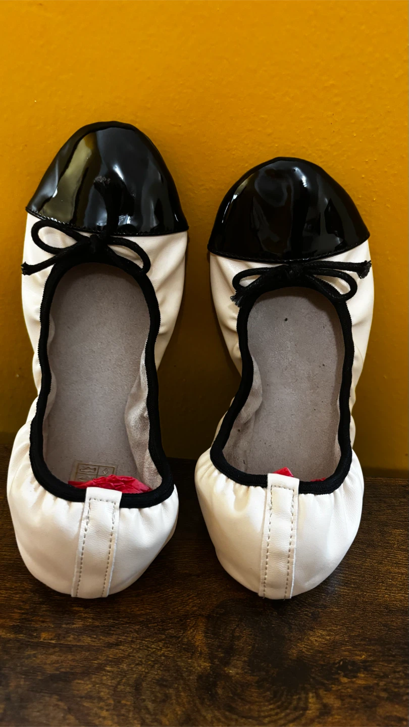 White and Black Ballet Flats