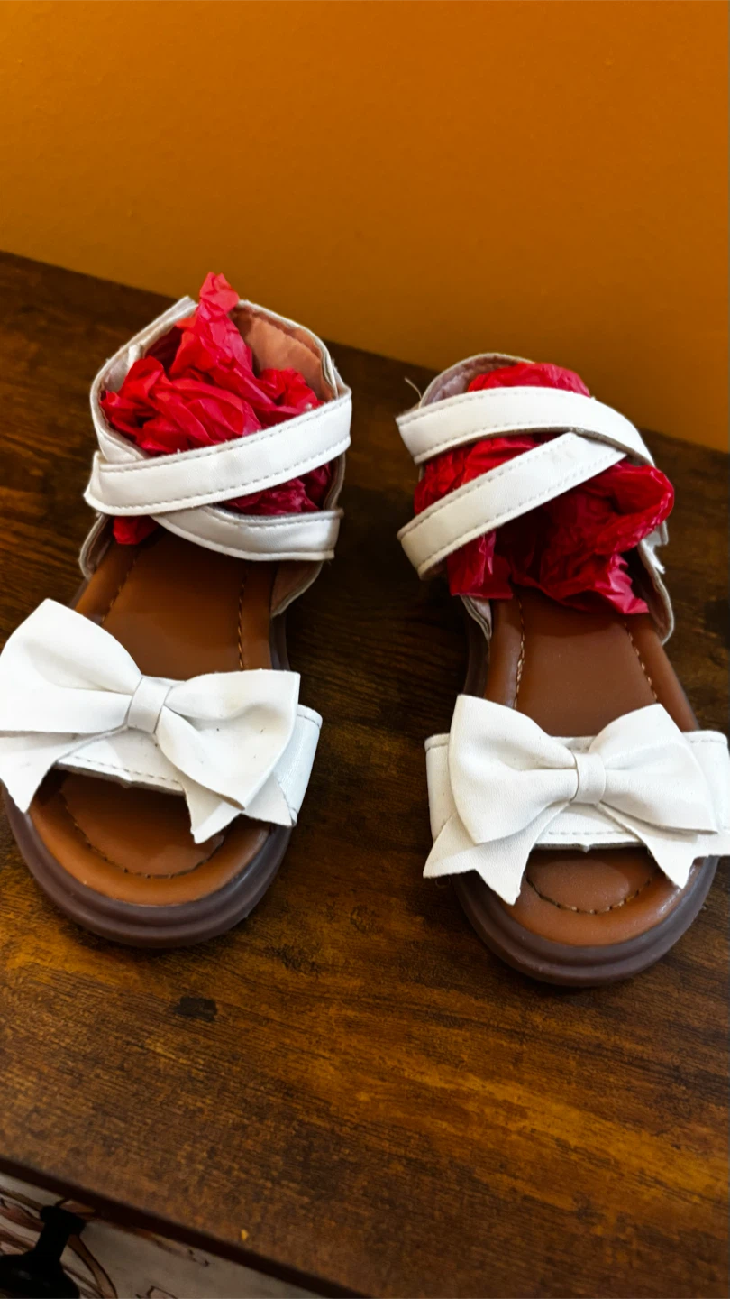 Cat & Jack White Bow Sandals Size 3 - photo 5
