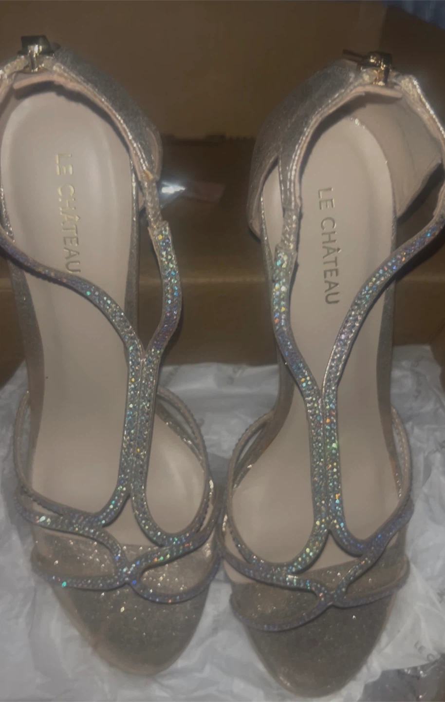 Le Chateau Silver Rhinestone Heels