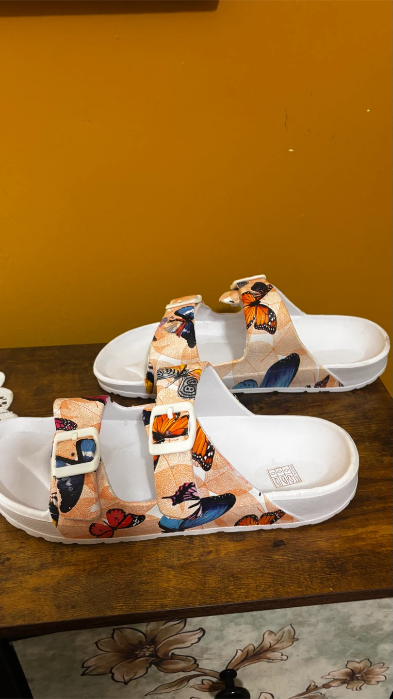 Butterfly Print Two-Strap Sandals Size 42 - photo 2