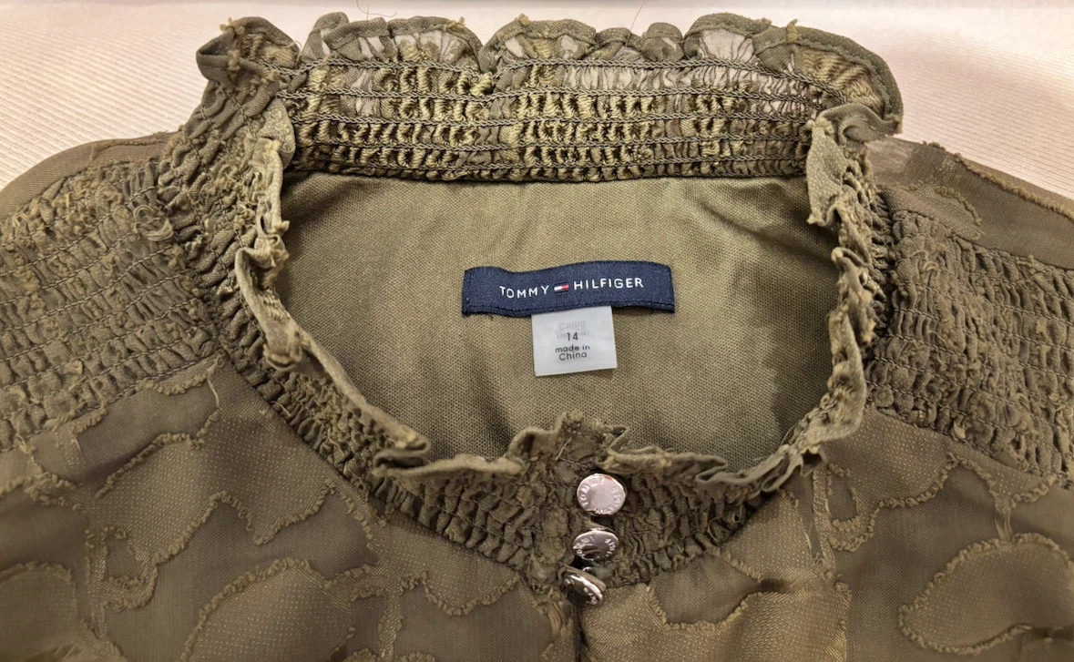 Tommy Hilfiger Olive Green Long Sleeve Smocked-Yoke Dress Size14 - photo 3
