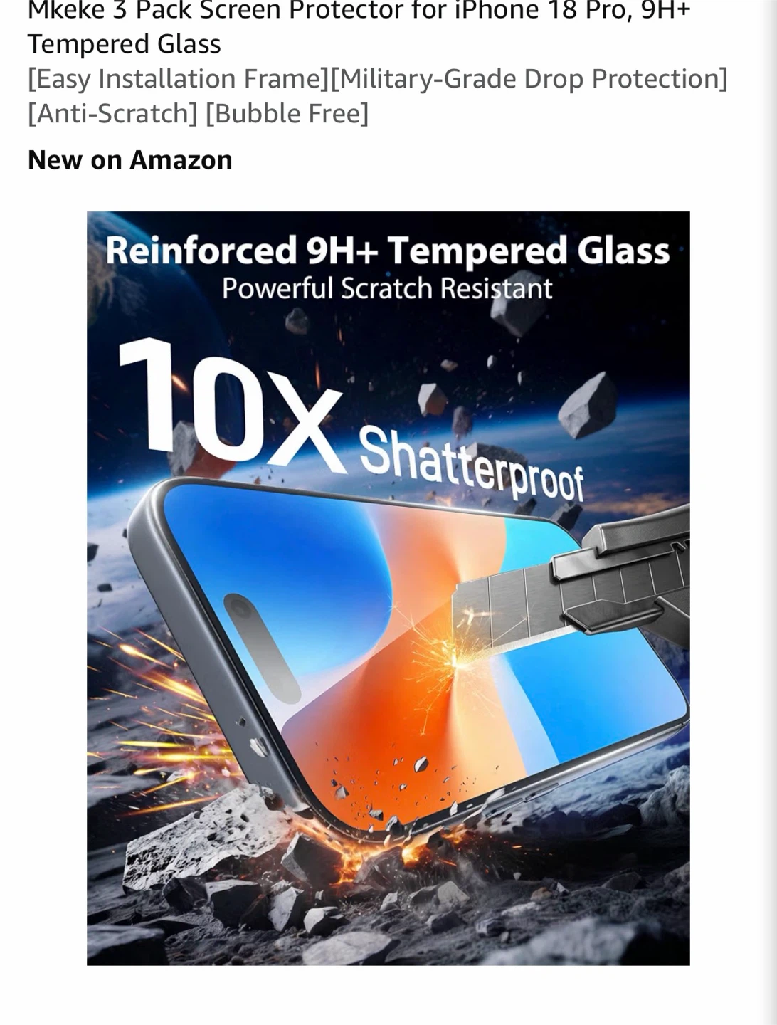 Mkeke Screen Protectors for iPhone 18 Pro (3 Pack) - photo 3
