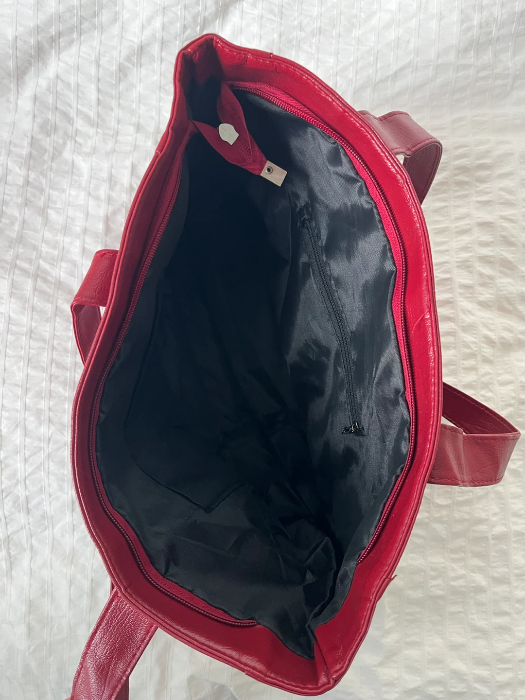 Red Faux Leather Tote Bag - photo 2