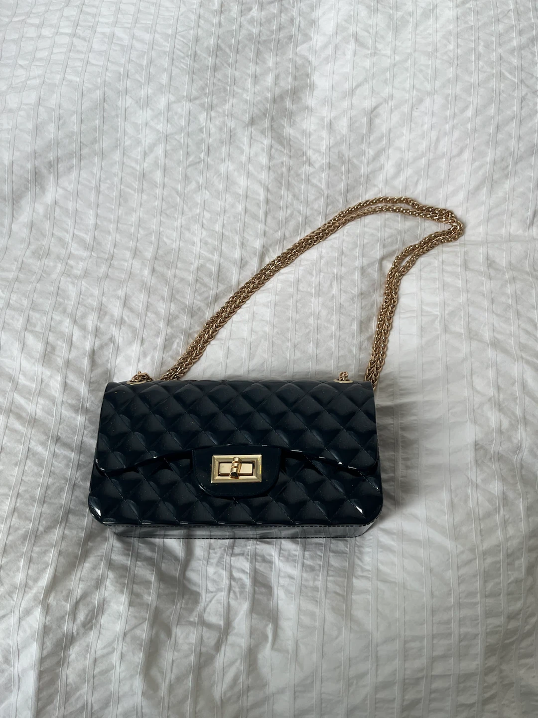 Jelly Black Quilted Handbag