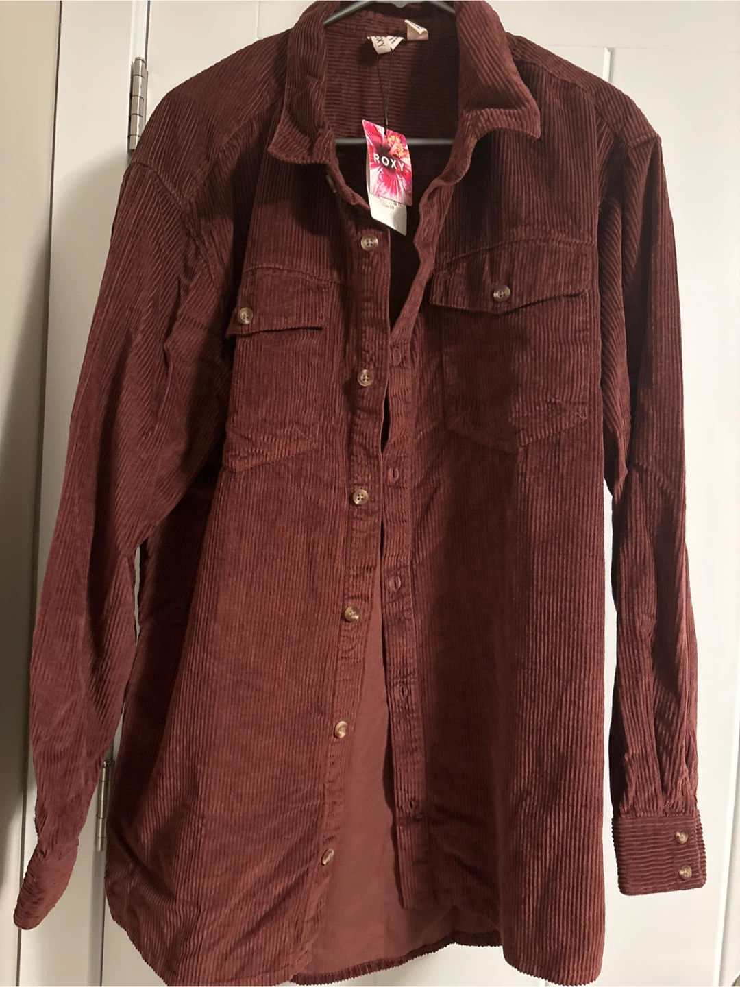 New Roxy Bitter Chocolate Corduroy Shirt