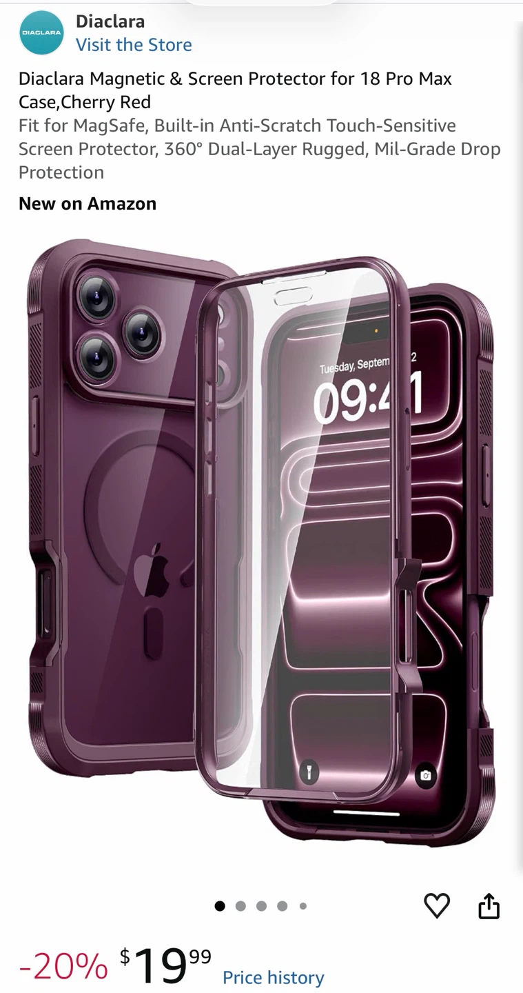 Diaclara Magnetic Case for 18 Pro Max Cherry Red