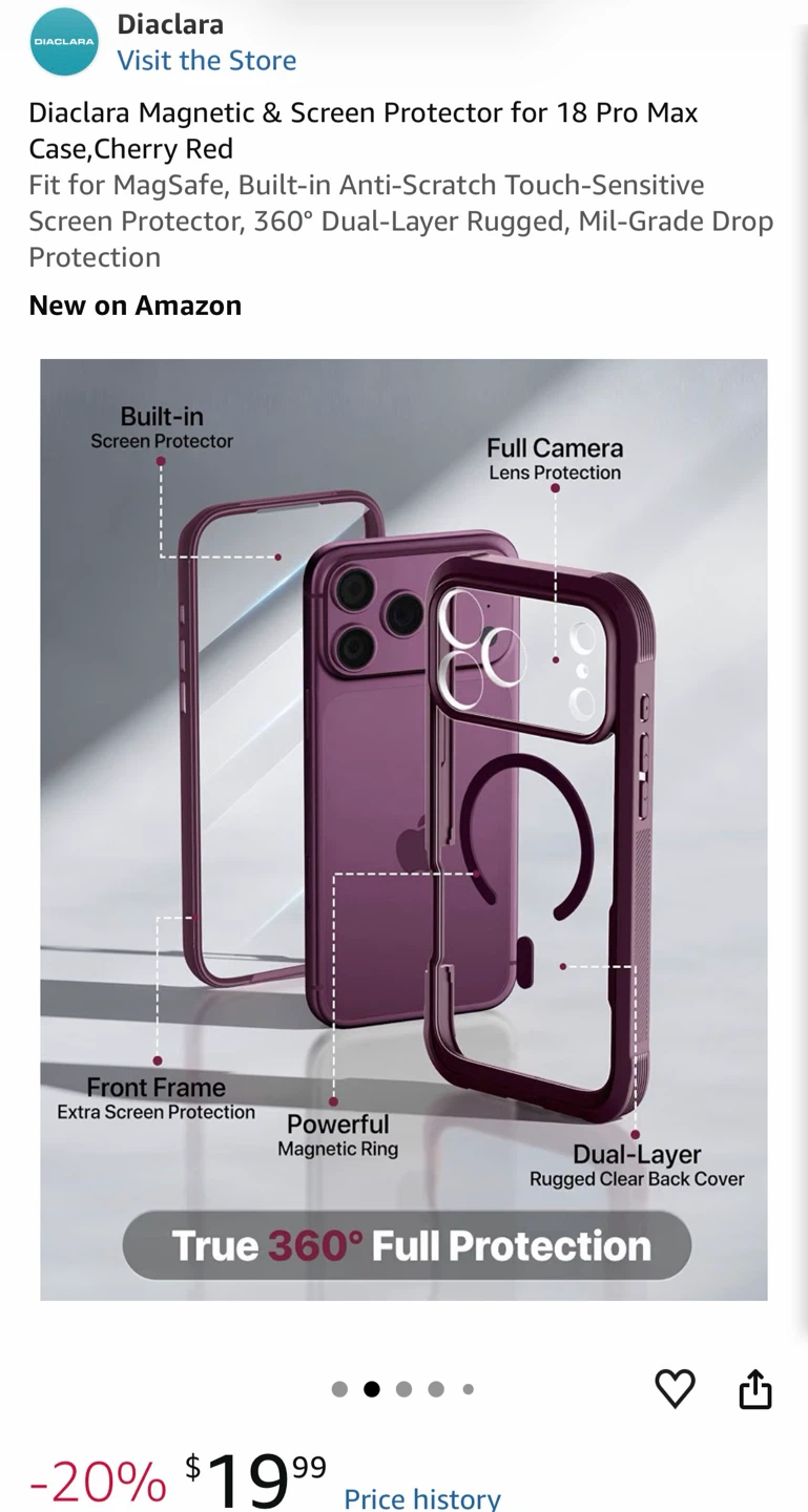 Diaclara Magnetic Case for 18 Pro Max Cherry Red - photo 2