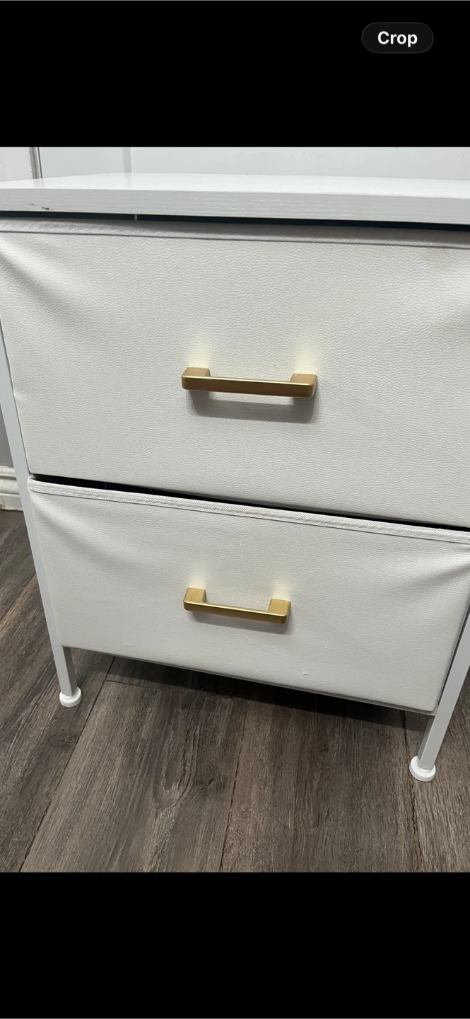 White 2-Drawer Nightstand with Gold Handles - photo 2
