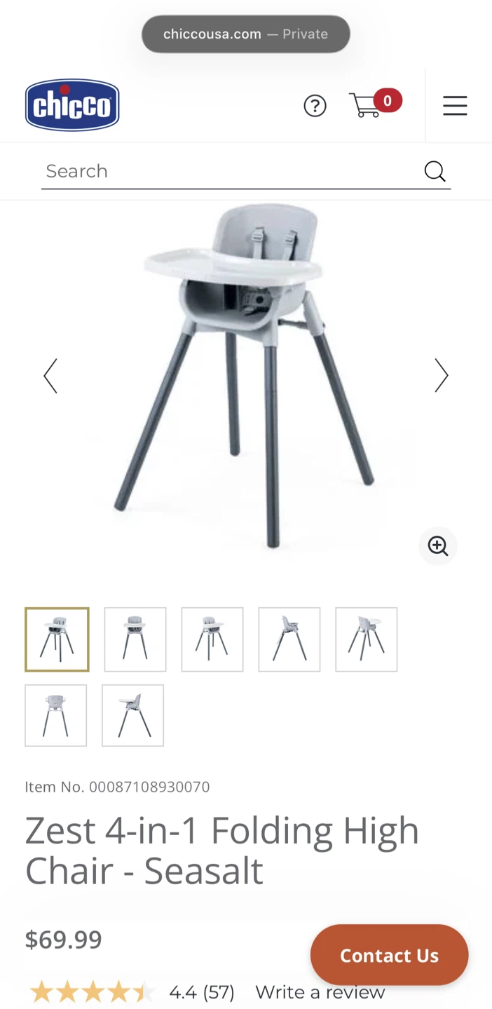 Chicco Zest 4-in-1 Folding High Chair - Seasalt - photo 5