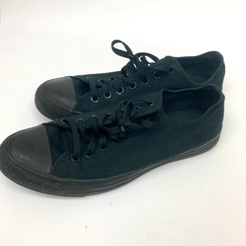 Men’s Black Canvas Sneakers Size 10 Low Top Casual Lace Up Shoes - photo 4