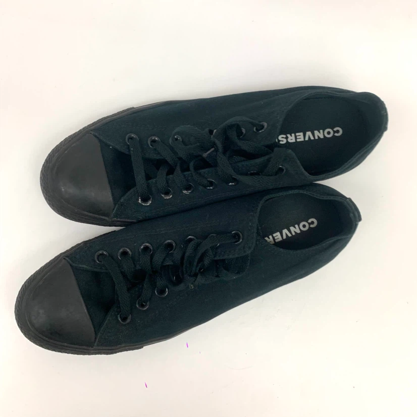 Men’s Black Canvas Sneakers Size 10 Low Top Casual Lace Up Shoes - photo 5