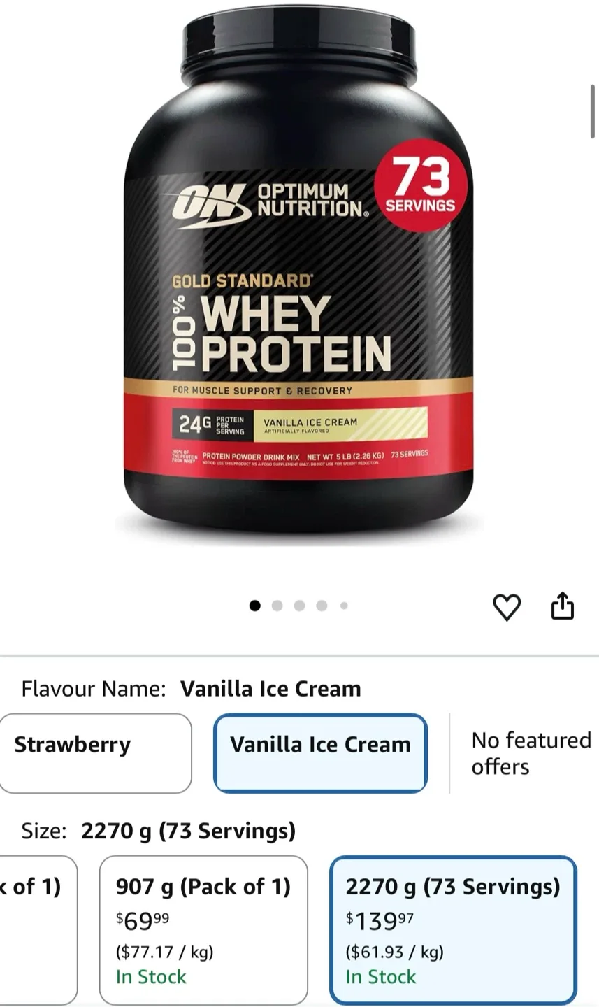 Optimum Nutrition Gold Standard Whey Vanilla 2.27kg