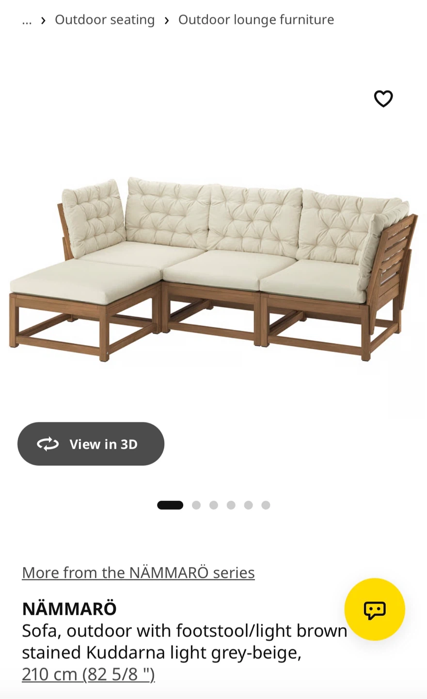IKEA NÄMMARÖ Outdoor Sofa with Footstool