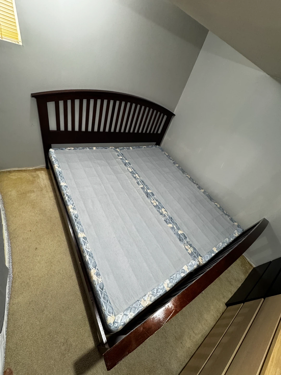 Dark wood king size bed frame