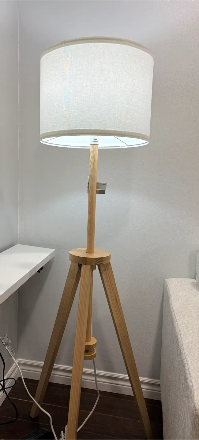 Wooden Tripod Floor Lamp