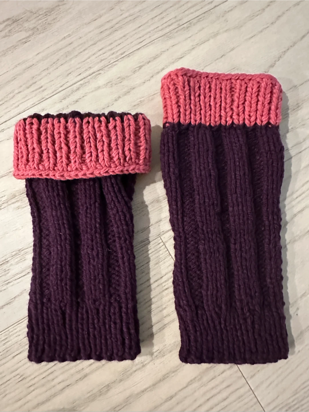 Knitted Purple and Pink Leg Warmers