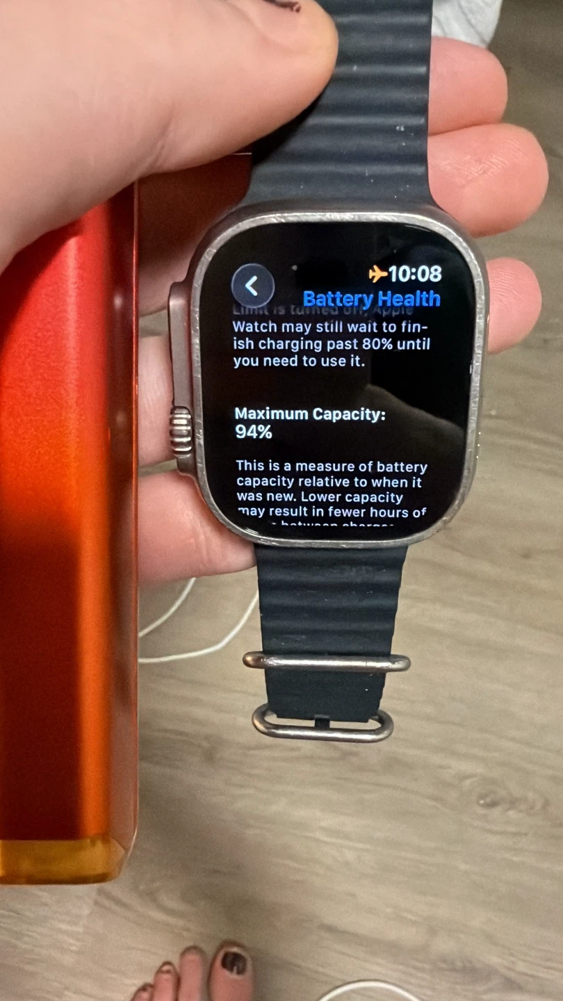 Apple Watch Ultra with black band + charging cord - photo 2