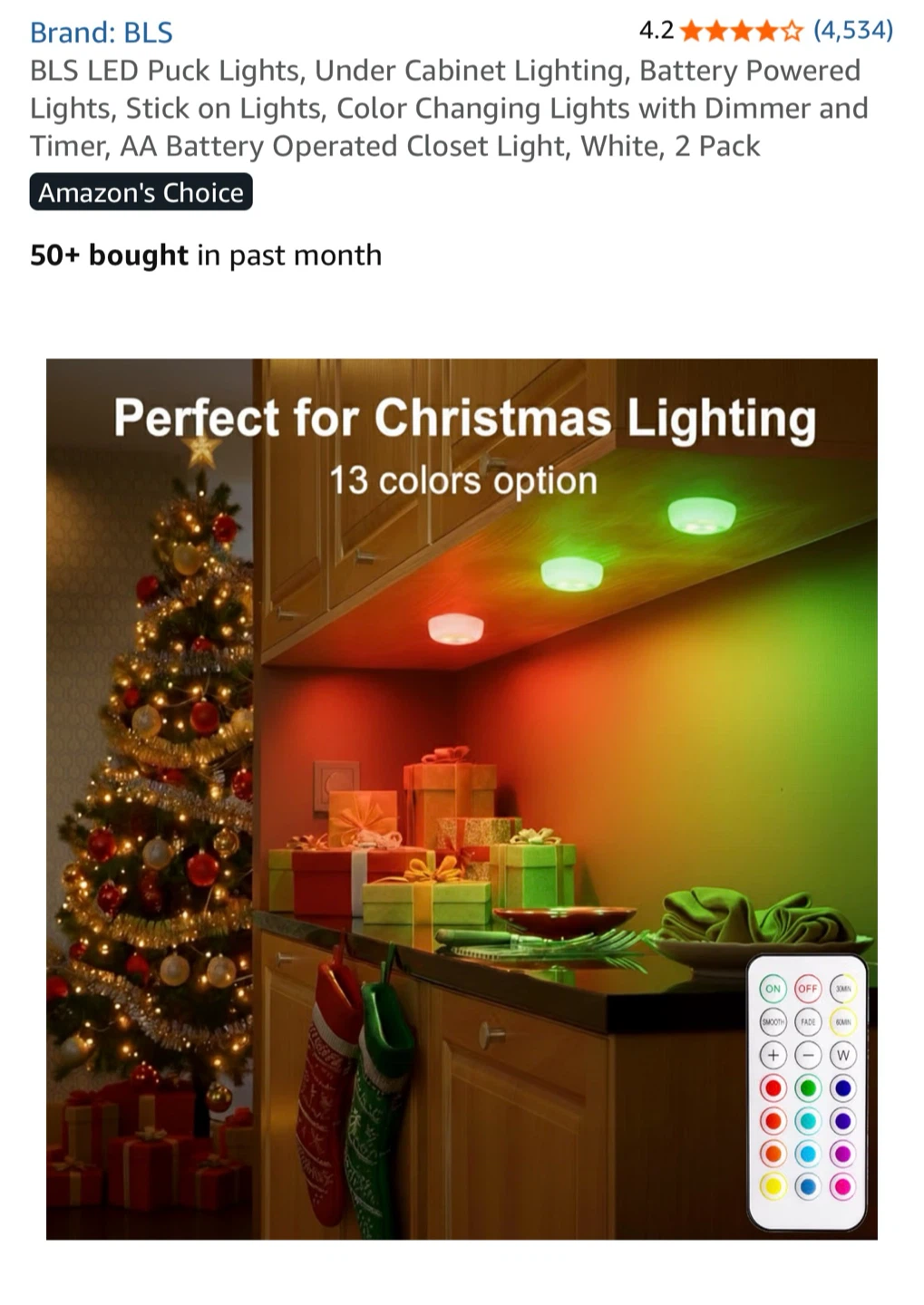 BLS LED Puck Lights 2-Pack with Remote - photo 2