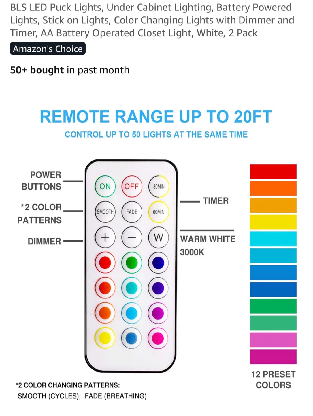 BLS LED Puck Lights 2-Pack with Remote - photo 4