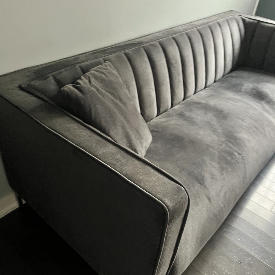 Grey velvet sofa and Loveseat