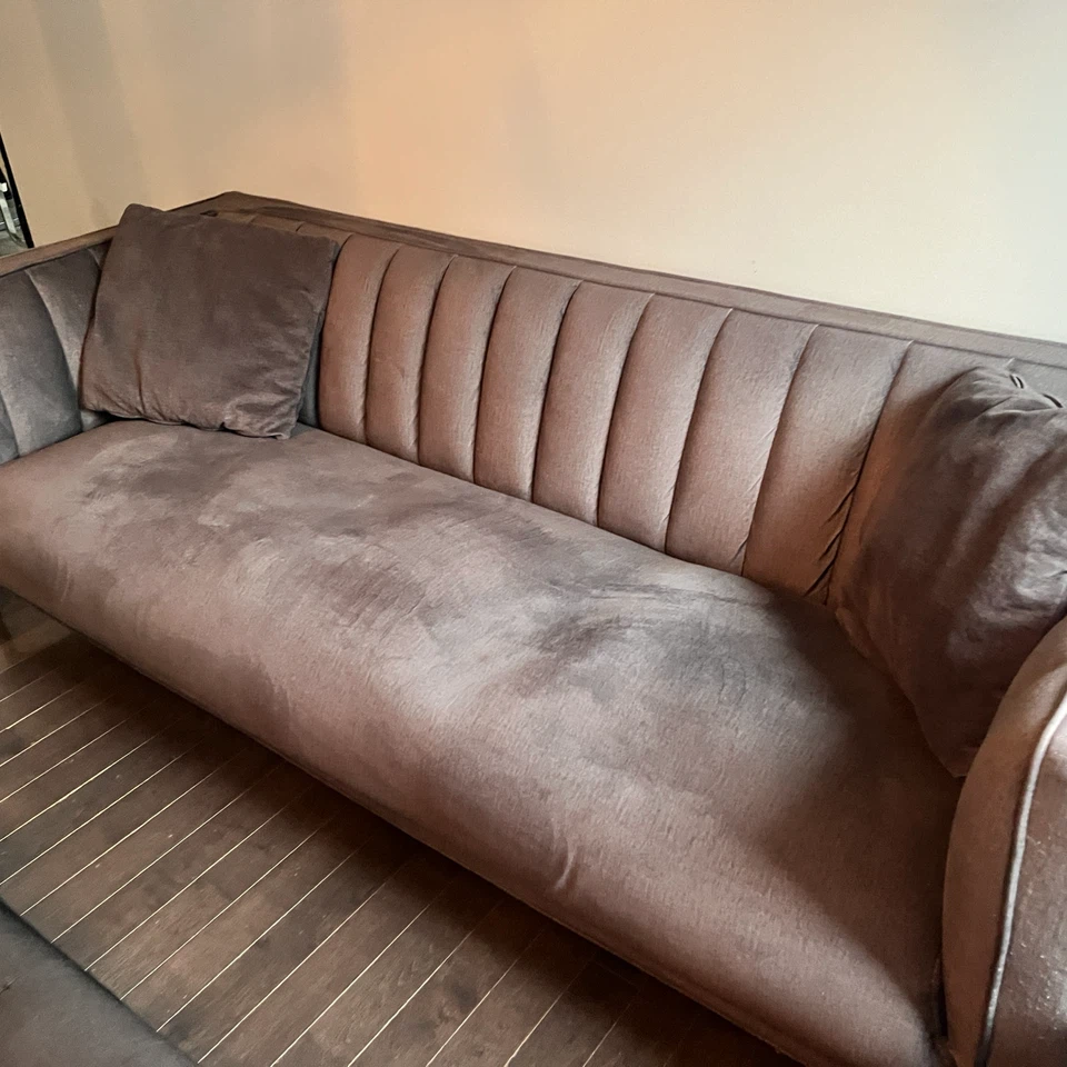 Grey velvet sofa and Loveseat - photo 2