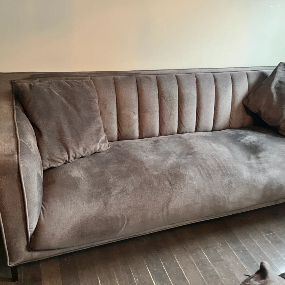 Grey velvet sofa and Loveseat - photo 3