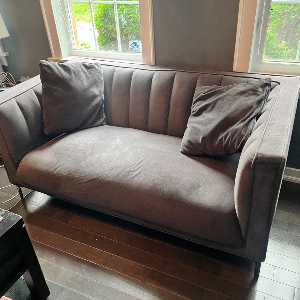 Grey velvet sofa and Loveseat - photo 5
