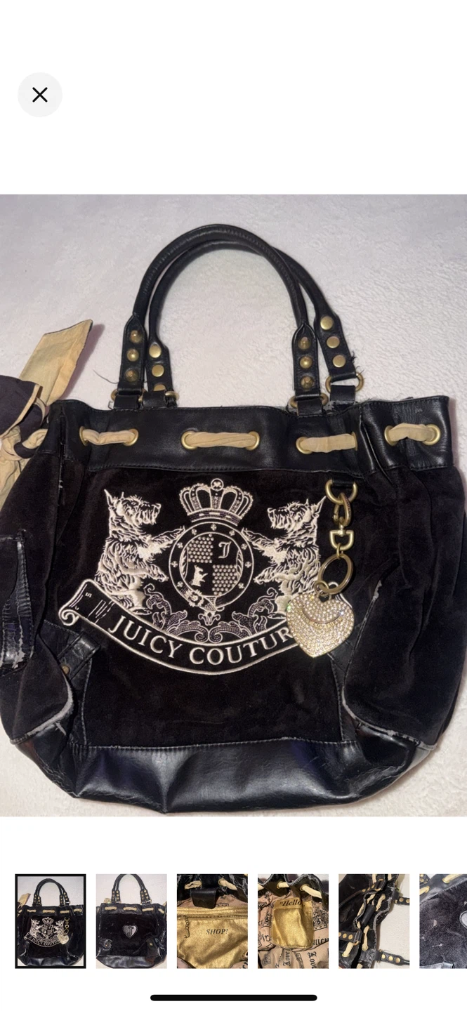 Juicy Couture Black Velour daydreamer bag