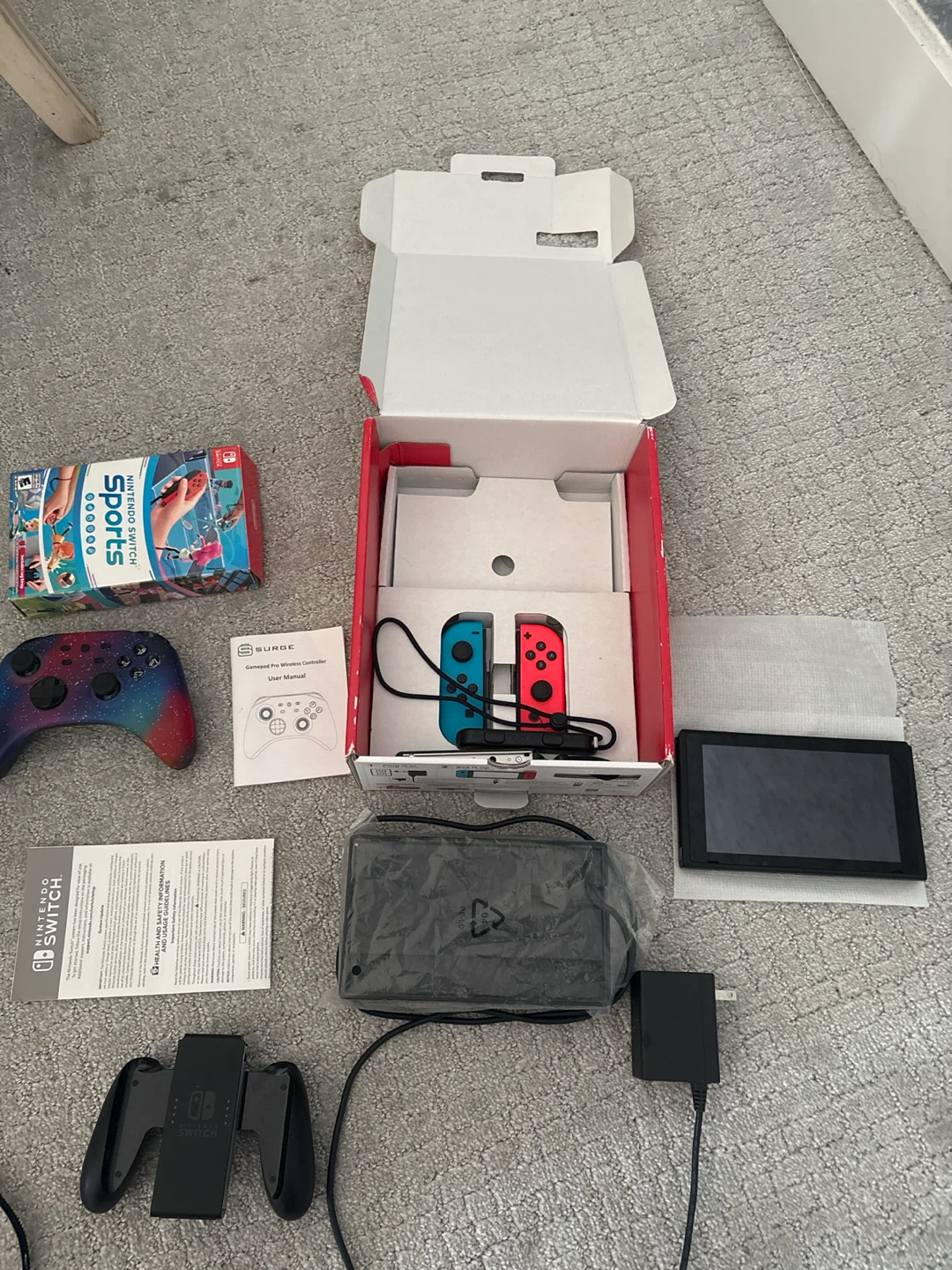 Nintendo Switch Console with Surge Controller and Game