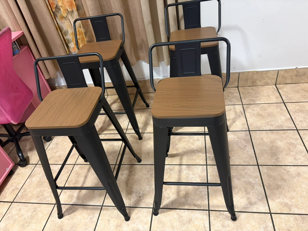 Set of 4 Industrial Metal Bar Stools