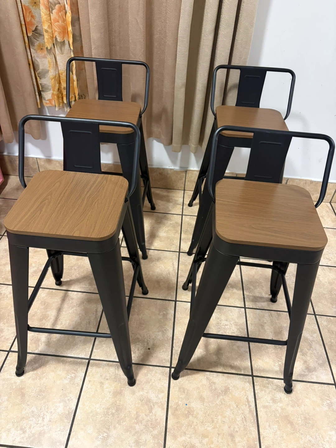 Set of 4 Industrial Metal Bar Stools - photo 2