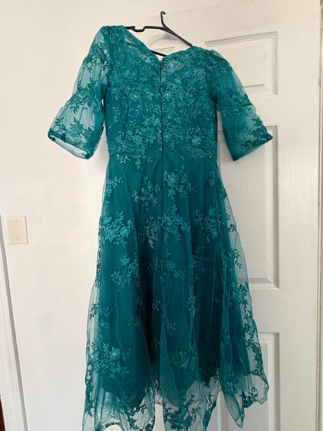 Teal Lace Overlay Midi Dress - photo 2
