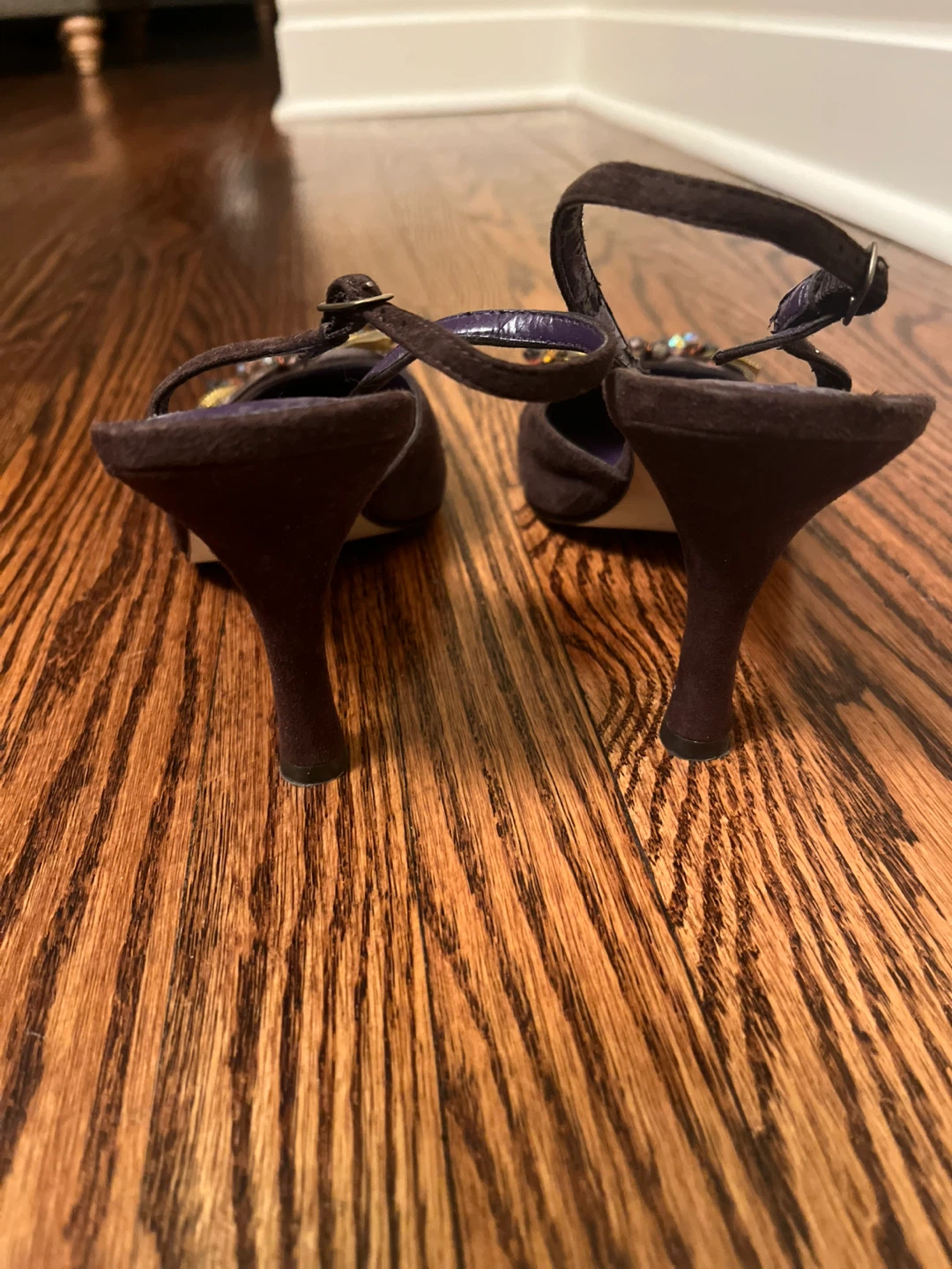 A. Marinelli Brown Suede Slingback Heels - photo 4