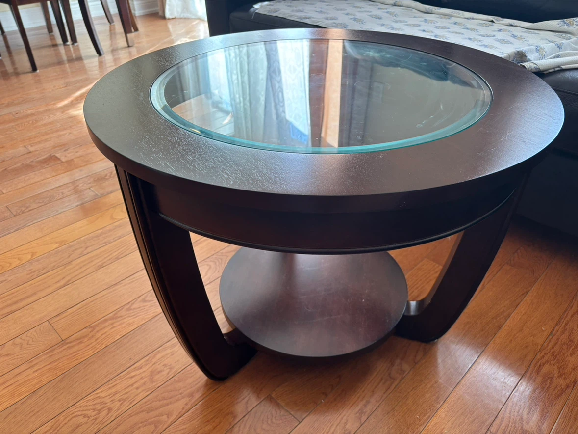 Circular glass coffee table - photo 2