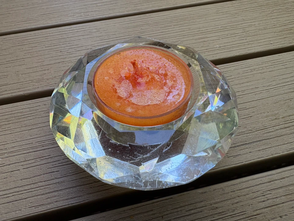 Clear Glass Gemstone Tea Light Candle Holder