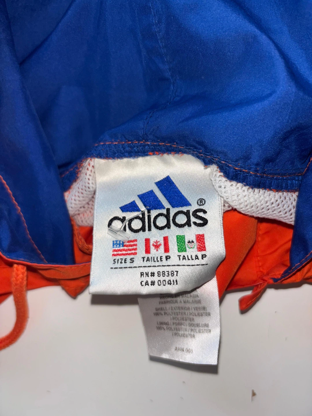 Vintage Adidas Orange and Blue Pullover Windbreaker