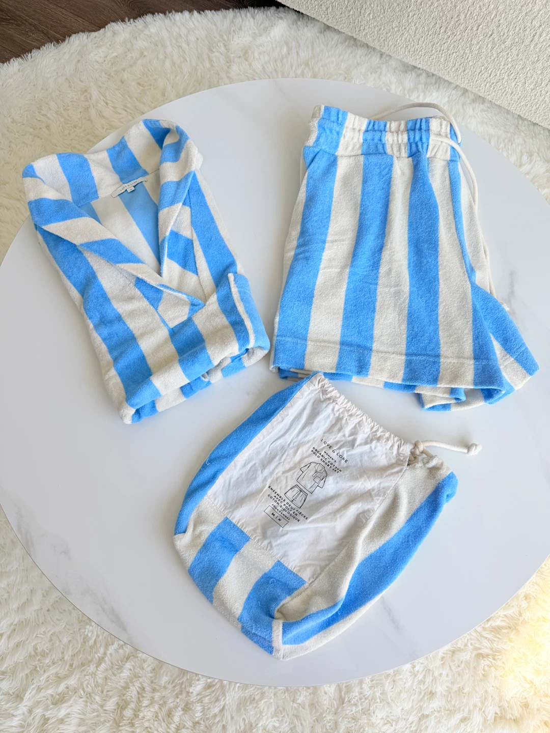 Love & Lore Striped Towelling Polo Short Set