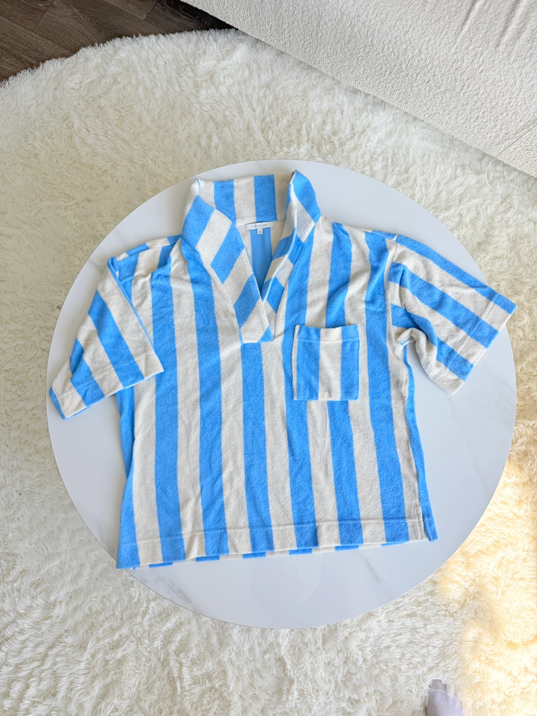 Love & Lore Striped Towelling Polo Short Set - photo 3
