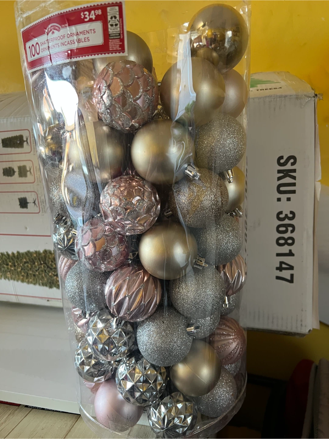 Holiday Time 100 Shatterproof Christmas Ornaments