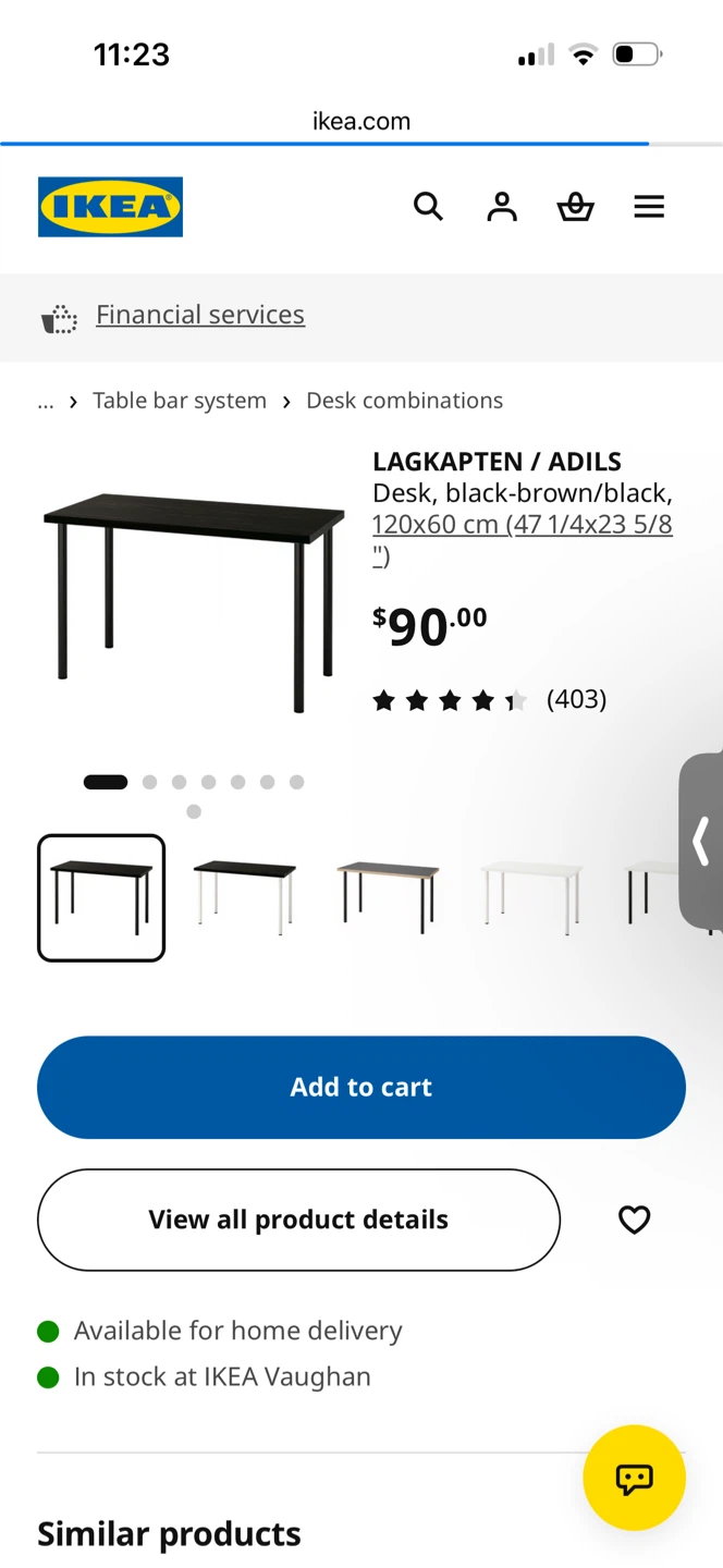 IKEA LAGKAPTEN / ADILS Desk - Black-Brown