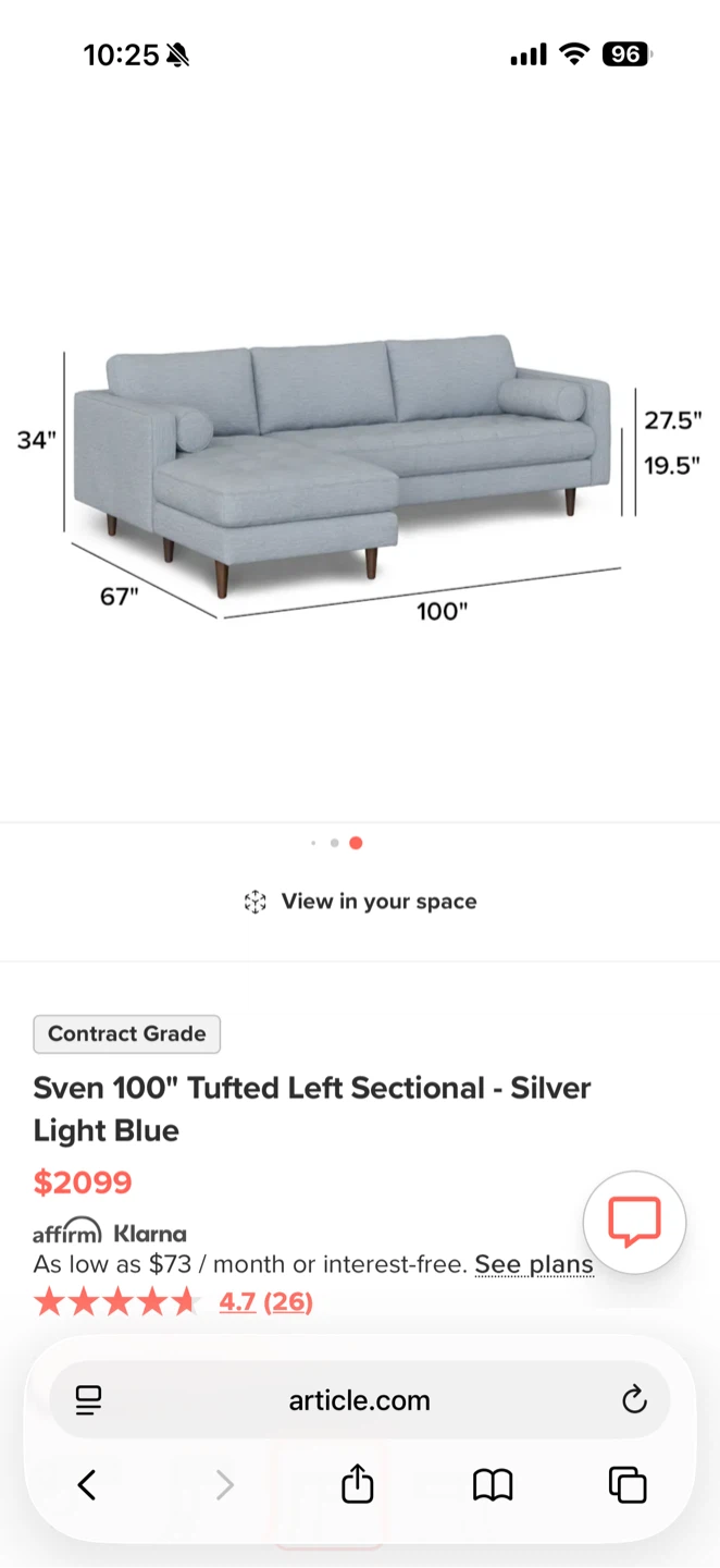 Article Sven 100" Tufted Left Sectional - photo 3