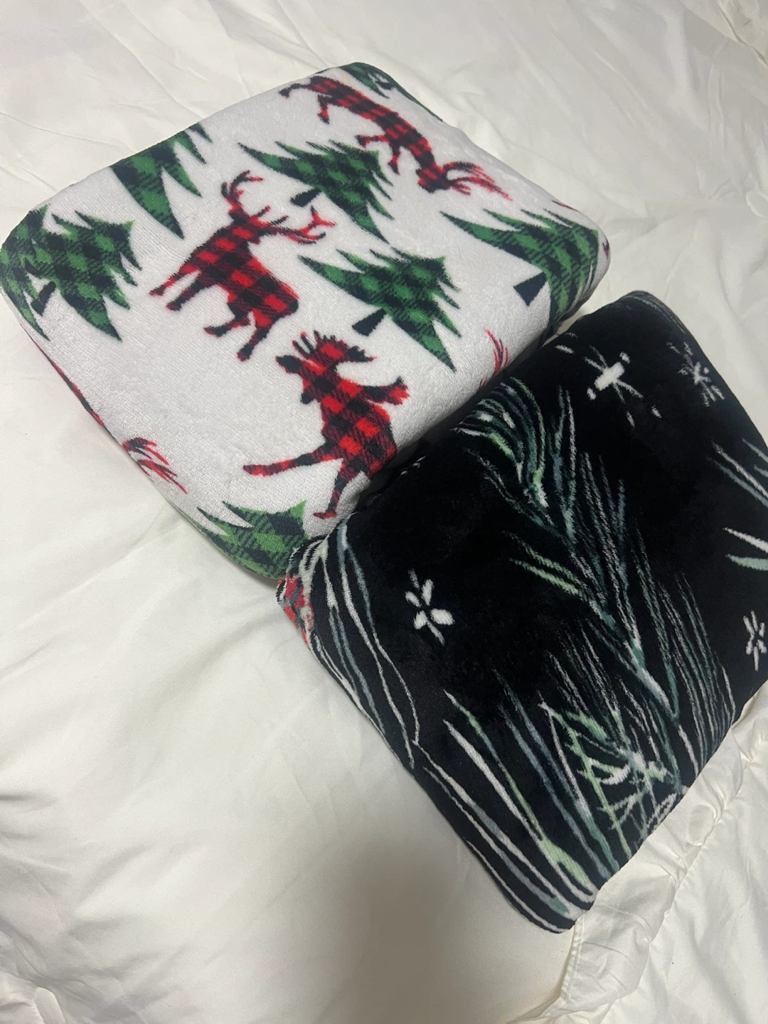 Two Christmas Holiday Throw Blankets