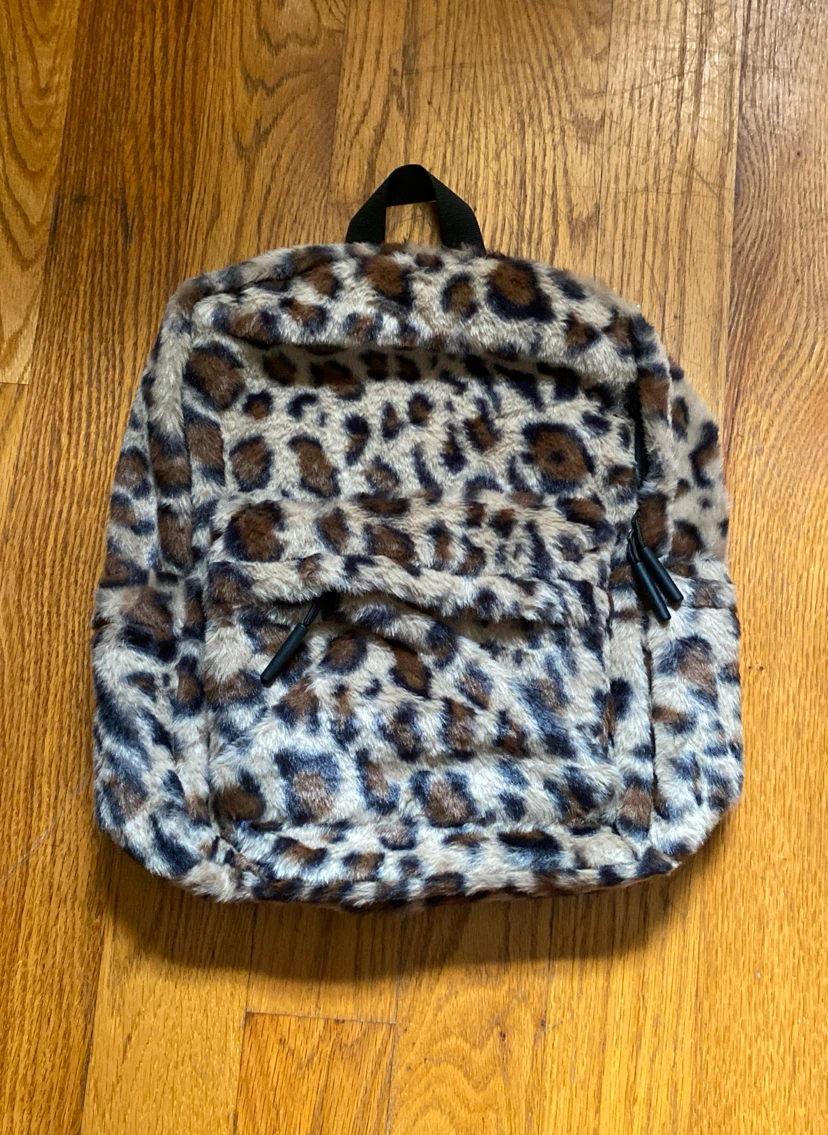 Leopard Print Faux Fur Backpack