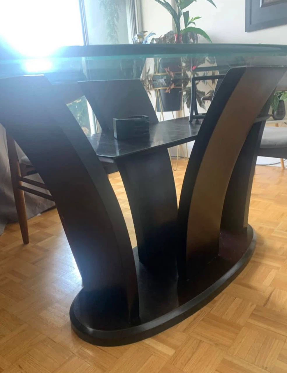 Oval glass top dining table - photo 2