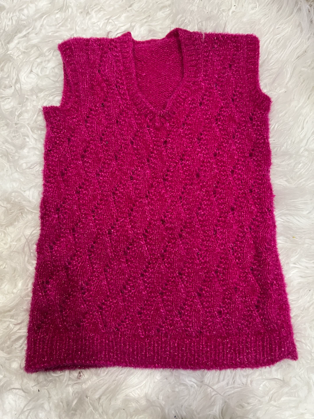 Hot Pink Sleeveless Knitted Vest - photo 2