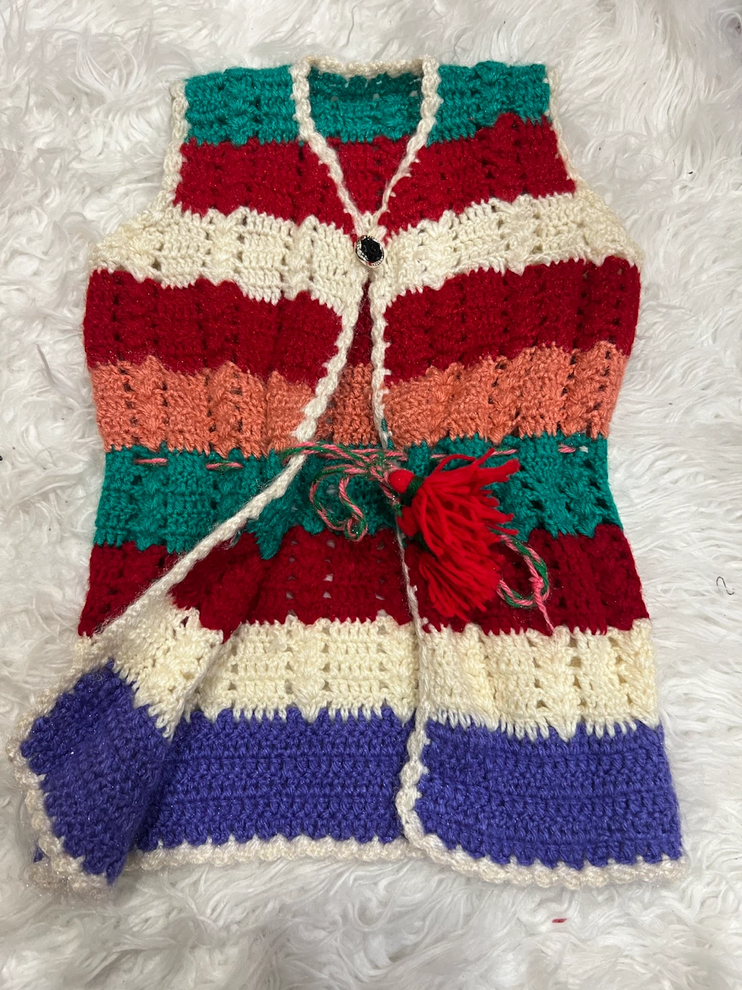 Handmade Multi-Coloured Crochet Vest - photo 3