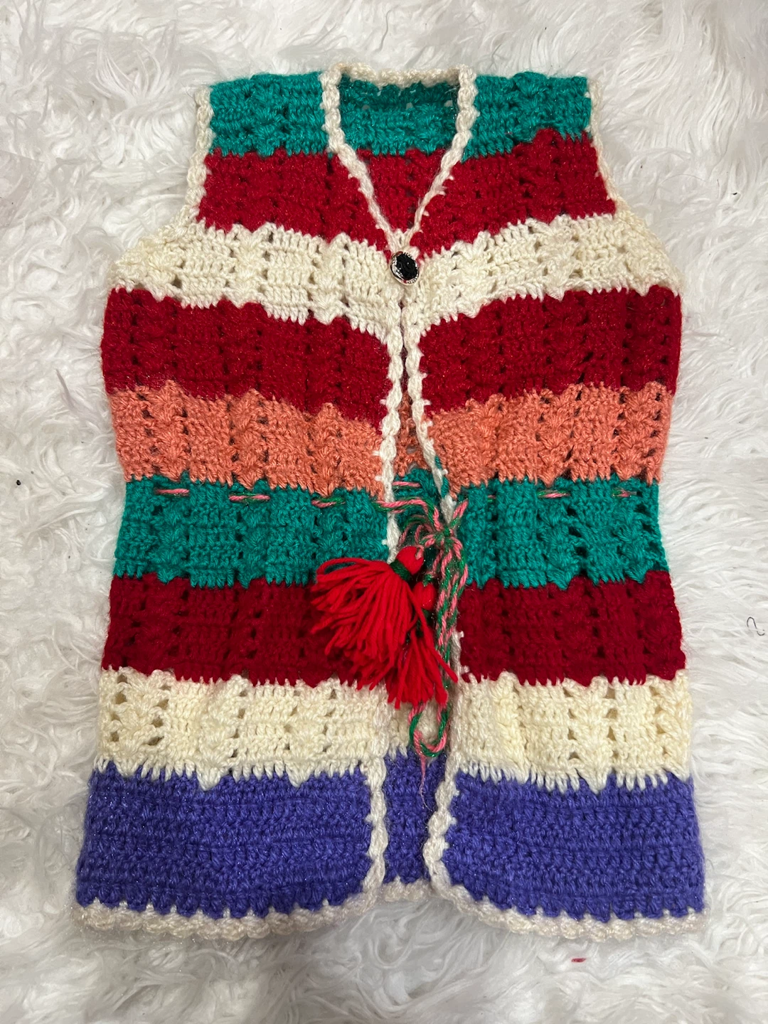Handmade Multi-Coloured Crochet Vest - photo 4