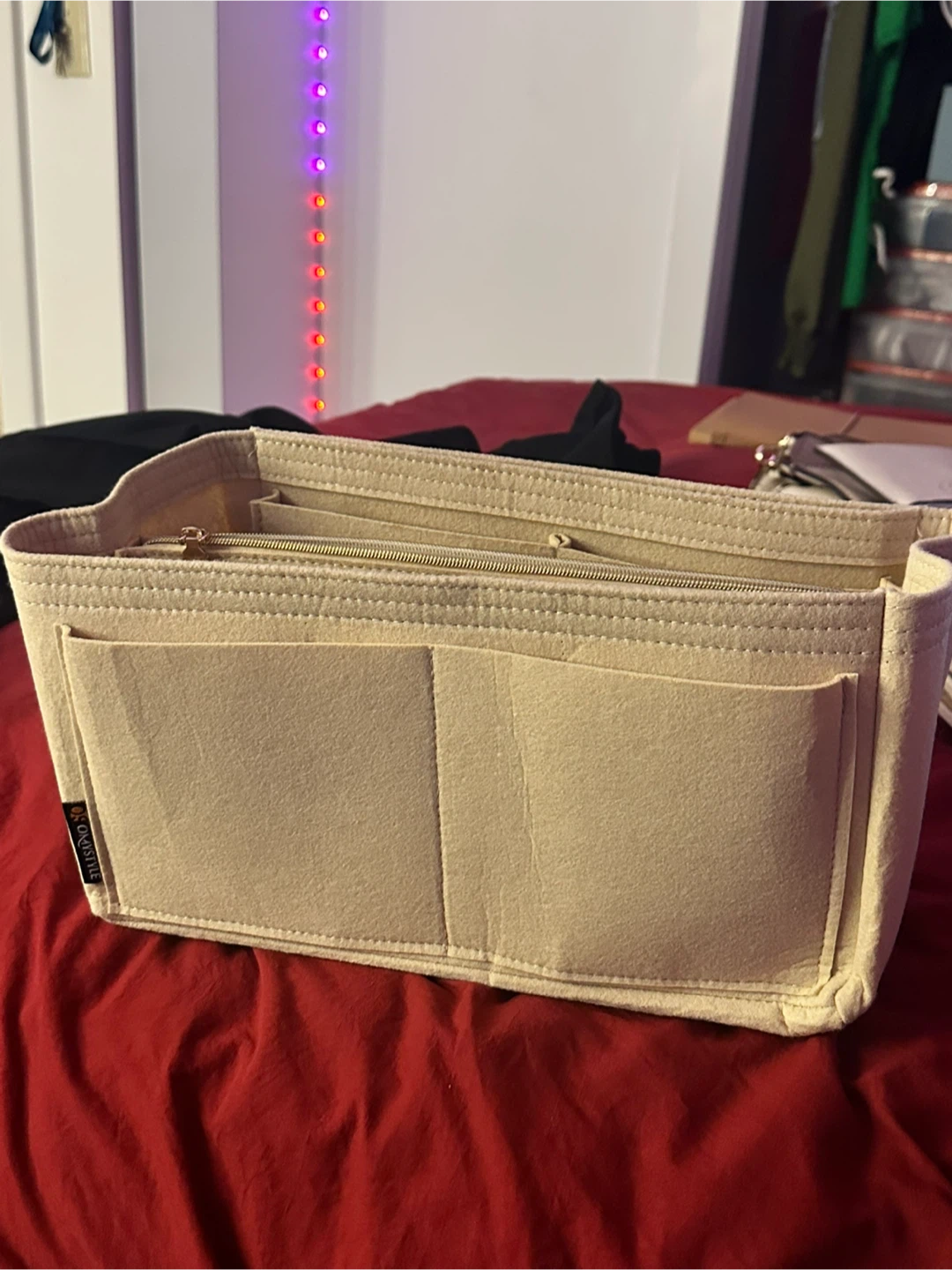 X-Large Beige Felt Tote Bag Organizer