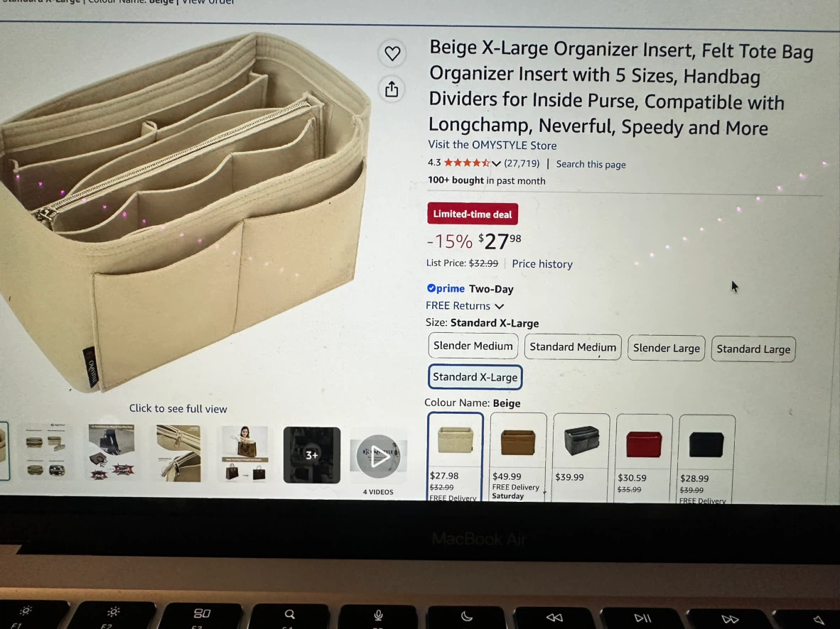 X-Large Beige Felt Tote Bag Organizer - photo 2