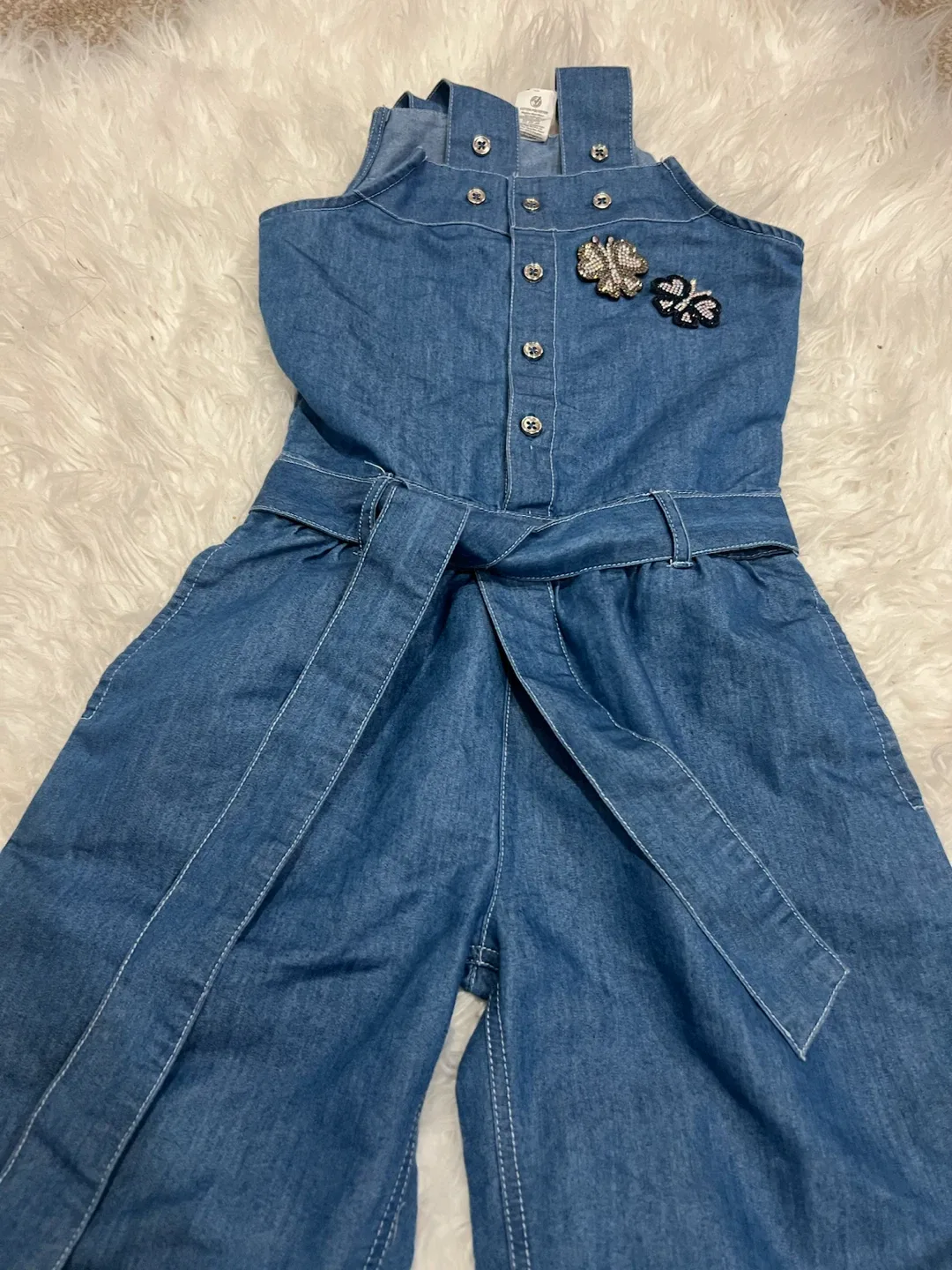 Handprint Girl's Denim Jumpsuit